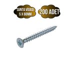 Sunta Vidası 5X60mm Çinko Ahşap Mdf Montaj Vidası(5X60mm) 200 Adet