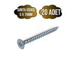 Sunta Vidası 5X70mm Çinko Ahşap Mdf Montaj Vidası(5X70mm) 20 Adet