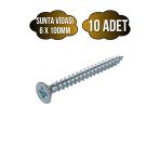 Sunta Vidası 6X100mm Çinko Ahşap Mdf Montaj Vidası(6X100mm) 10 Adet