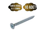 Sunta Vidası 6X120mm Çinko Ahşap Mdf Montaj Vidası(6X120mm) 10 Adet