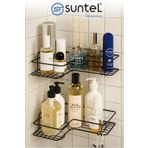 SUNTEL BANYO MUTFAK AKSESUARLARI 2 Adet Yapışkanlı Banyo Rafı, Paslanmaz Banyo Rafı, Banyo Düzenleyici Raf