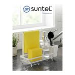 Suntel Mutfak Lavabo Üstü Düzenleyici Organizer - Beyaz Metal Süngerlik, Deterjanlık ve Bez Askılı Stand