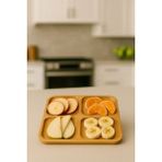 Sunum Tabağı Estetik Kare Ahşap Tabak Meze, Çerez, Kahvaltı Sunumları Için 4 Bölmeli Servis Tabağı - 1 lt