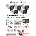 Sunveo 5 Kameralı 5 Mp Sesli Ip Güvenlik Kamerası Gece Renkli Yüz ve Araç Tanımalı Full Hd Kamera Sistemi - Beyaz