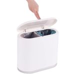 SuoXing Dikdörtgen Plastik Çöp Kovası 2.11 Galon Çöp Kovası, Basın Üst Kapaklı 8 L Çöp Kovası, Çıkarılabilir Astar Kovası, Banyo için Modern Dispenser, Oturma Odası, Yatak Odası, Beyaz