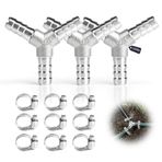 SUPAWAY 3'lü set üç yollu Y Form SUS 304 hortum bağlantısı 10 mm paslanmaz çelik hortum Barb Y Tee 9 hortum kelepçesi, Y tipi basınçlı hava hortumu, yakıt, hava, su, gaz yağı için bağlantı parçası