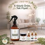 Süper 5’li Bakım Seti | Shea Butter, Udi Hindi, Çörekotu Yağı, Hint Yağı ve Akar Kovucu Spreyi