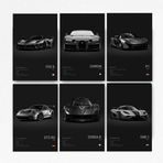 Süper Araba Posteri Yarış Duvar Sanatı Ev Dekoru İçin - FXXK CHIRON P1 911GT3 RS ZONDA R ONE:1 Kart Stoku Baskı 6'lı Set (Çerçevesiz 20x12 inç)