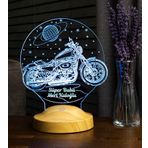 Süper Baba, Chopper Motosiklet, Motor Hayranı Babaya Hediye 3 Boyutlu, 3D Led Lamba