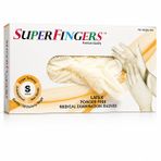 SUPER FINGERS Pudrasız Latex Eldiven - Tek Kullanımlık Koruyucu Eldiven, 100 Adet Beyaz Large