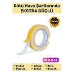 Süper Güçlü Uzun Ömürlü Kuvvetli Yapışkan Kolay İz Bırakmaz Çift Taraflı Köpük Bant 10mt - 10 Adet