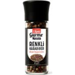 Super Gurme Masala Renkli Karabiber Taneleri 45 gr – Cam Değirmen Kapak – Kırmızı, Yeşil, Beyaz ve Siyah Karabiber Karışımı