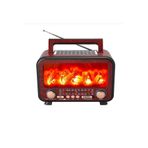 SUPER JVS Şömine Görünümlü Solar Güneş Enerji Ahşap Nostalji Bluetooth Usb Sd Kar Bluetotth Radyo Fm Müzik Çalar Büyük Boy