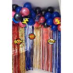Süper Kahramanlar Tema Doğum Günü Balon Zinciri Seti Fon Perdeli Doğum Günü Süsleme Seti