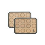 SUPER KITCHEN 2 adet silikon pişirme matı, pişirme folyosu, macaron, kurabiye, makaron, kek, ekmek için yapışmaz mat, BPA içermez (30 x 21 cm, gri)