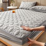 Süper Kral Açık Gri Pamuk Kapitone Lastikli Çarşaf Seti Yastık Kılıflı Hafif Nefes Alabilir ve Her Şey Dahil Yatak Koruyucu Ev Tekstili 200x220cm 3 ADET