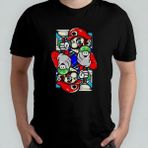 Super Mario Bros %100 Pamuklu Bisiklet Yaka T-Shirt Model 2 - Siyah - 8 - 12 Yaş