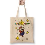 Super Mario Classica Fanart Bez Çanta Uzun Saplı - Açık Bej - 40 X 40