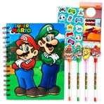 Super Mario Mario Journal and Pen Set - Video Game Notebook Bundle of Journal, Pens, Stickers, More for Kids Bros Notebook Stationery Kit