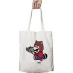Super Mario Rocket Tanooki Iki Tarafı Kalıcı Baskılı Yıkanabilir Okul Plaj Omuz Bez Çantası