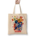 Süper Mario Smash Super Nntendo Bez Çanta Uzun Saplı - Açık Bej - 40 X 40