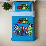 Super Mario Tema Baskılı Tek Kişilik Nevresim Takımı Çok Renkli