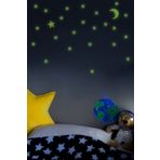SUPER NOVA 50 Adet Fosforlu Mini Yıldız, Büyük Yıldız ve Ay Yeşil Karanlıkta Parlar Duvar ve Tavan Çocuk Odası Süs Sticker