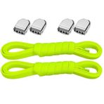 Süper Pratik Klipsli Elastik Akıllı Bağcık, Metal Tokalı Lastikli Ayakkabı Bağcığı, (Neon Sarı)