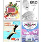 Süper Sanat + Çizgini Konuştur (Sarah Richardson) + Çizmeli Harikalar Havada + Eğlenceli Origami Kağıt Katlama Sanatı / 4lü Set Okul Öncesi ve Erken Okul Dönemi Yardımcı Aktiviteler Eğitim Kitapları