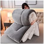 Süper Sıcak Kuzu Kışlık Battaniye 3,5 kg Kalınlaştırılmış Kadife Çift Taraflı Yorgan Sonbahar ve İlkbahar için Sıcak Peluş Yorgan Standart Boyut Gri 150 x 200 cm Nevresim Takımı