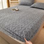 Süper Yumuşak Flanel Lastikli Çarşaf 150 x 200 cm, Peluş Sıcak Tutan Polar Yatak Koruyucu Kutu Yaylı Yataklar ve Yatak Örtüleri için 25 cm'ye kadar - Gri Kışlık Nevresim Takımı