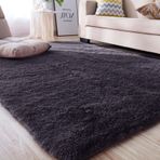 Süper Yumuşak Kabarık 120 x 120 cm Koyu Gri Uzun Tüylü Halı Oturma Odası Çocuk Odası Yatak Odası için - Kolay Temizlenebilir Peluş Halı Uzun Tüylü - Koridor Yolluğu Dahil