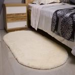 Süper Yumuşak Kabarık Suni Kürk Oval Halı Yıkanabilir Uzun Tüylü Alan Halı Oturma Odası Yatak Odası ve Çocuk Odası için Kaymaz Shaggy Kanepe Mat Peluş Zemin Deve 40x60 CM