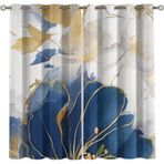 Süper Yumuşak Mavi Sarı Çocuk Karartma Perdeleri Çiçek Desenli Isı Yalıtımlı Oda Karartma Perdeleri Yatak Odası ve Oturma Odası için 2 Panel 110G x 210H cm
