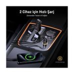 Superauto Araç Içi Şarjı, 2 Portlu Pd 65W Type-C To Type-C, Usb, Hızlı Şarj Çakmaklık Adaptörü, Siyah - 001-Renkli