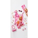 Superbaby barbie Desenli Fırfırlı Kız Çocuk Mayo - Pembe Dalgıç Kumaş - 4 - 5 Yaş