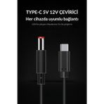 Süperbox Powerbank Kablosu Type-C 3A 5V 12V Dönüştürücü - Siyah
