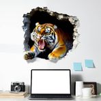SUPERDANT 3D Kaplan Duvar Çıkartması Yabani Hayvan Duvar Çıkartması Duvarları Kırma Sanat Duvar Resimleri Kendinden Yapışkanlı Çıkartma Çocuk Odası Oyun Odası Yatak Odası Oturma Odası için 70 x 30 cm