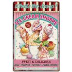 SUPERDANT Dondurma Shoppe Teneke İşaretler Tatlı ve Lezzetli Metal Teneke İşaretler Vintage Demir Tabelalar Duvar Sanatı Posteri Dondurma Salonu için Metal Plak Yaz Dekorasyonu Restoran Snack Bar