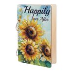 SUPERDANT Tebrik kartı tutucu Happily Ever After Organizer ahşap yapraklar için vintage ayçiçeği planlama defteri kart tutucu 2 yüzük düğün doğum günü günlüğü hatıra