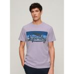 Superdry Bisiklet Yaka Baskılı Mor Erkek T-Shirt M1011904A2AC_CALI Strıped Logo T Sh - XL