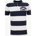 Superdry Çizgili Beyaz - Lacivert Erkek Polo T-Shirt Vıntage Athletıc Jersey Polo - M
