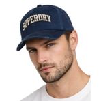 Superdry Erkek Kamyoncu Şapkası Varsity Logosu, Koyu Mavi/Ekru, Derin Lacivert/Ekrü, Tek Beden