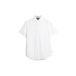 SUPERDRY Normal Düz Keten Gömlek, S, 5003135494, Beyaz, Erkek