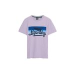 Superdry Üniseks Cali Striped Logo Tişört Gömlek, Açık lavanta lila dokulu, M