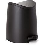 Superio Kapaklı Küçük Plastik Banyo Çöp Kutusu 3 Litre Siyah Modern Kavisli Ayak Pedallı Çöp Kovası, Mini Mutfak Çöp Kutusu, Yatak Odası, Ofis, Masa Altı için Dayanıklı ve Yumuşak Kapanır