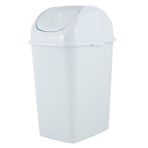 Superio Mini Plastik Çöp Kovası, Salıncak Üst Kapaklı 1,25 Galon Kompakt Küçük Çöp Kovası Taşınabilir Çöp Kovası Tezgah, Masaüstü, Makyaj Vanity, Banyo, Araba, Lavabo Altı, Yurt için, 5 Litre (Beyaz)