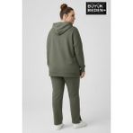 Superlife Büyük Beden Kapşonlu M Baskılı Tunik Ince Sweatshırt SPR26BTK991-4 - Haki - 4XL