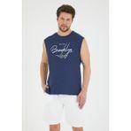 Süperlife Erkek Bisiklet Yaka Regular Fit Brooklyn Baskılı Tişört SPR22TS115 - İndigo