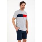 Süperlife Erkek Bisiklet Yaka Regular Fit Garnili Tişort SPR22TS111 - Gri Melanj